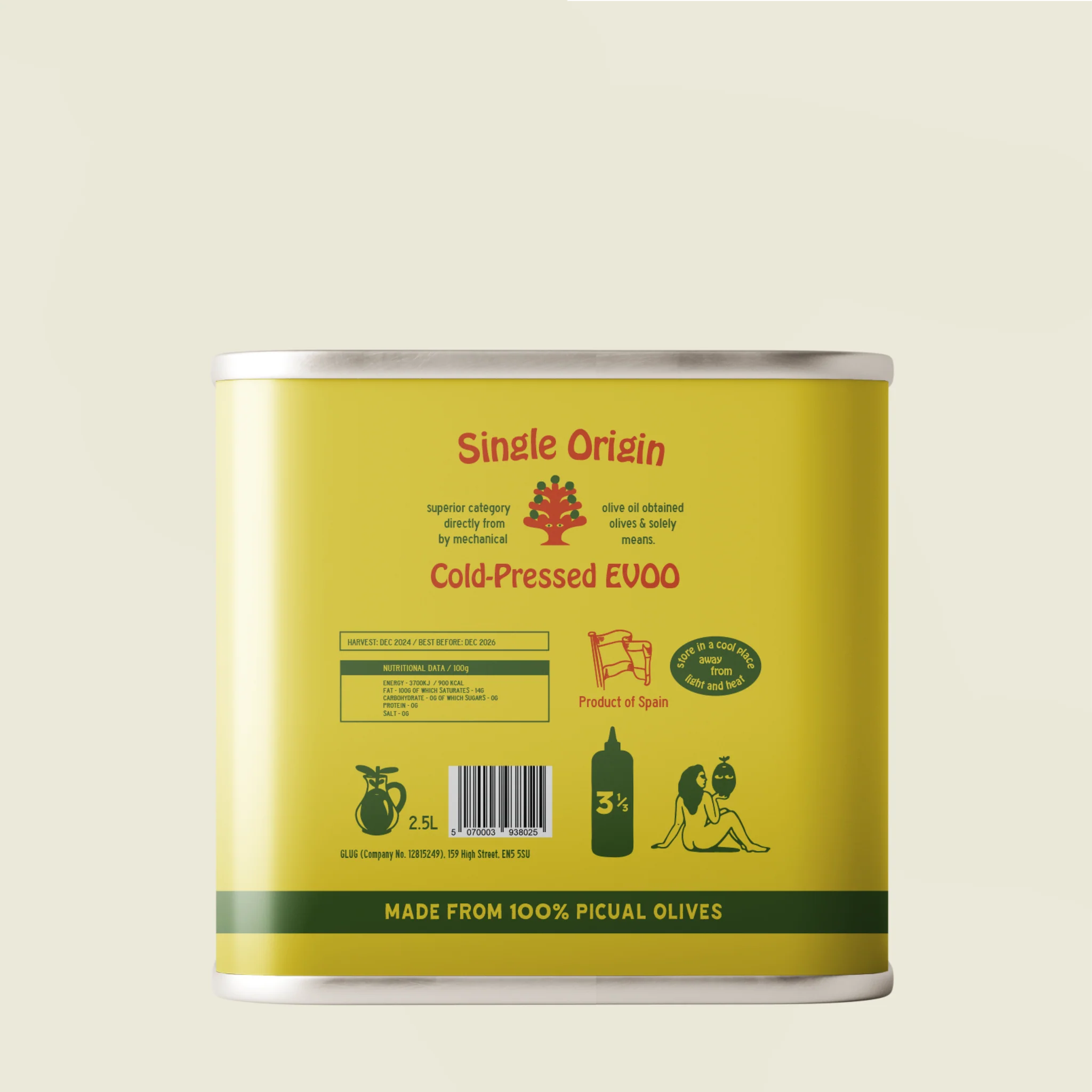 Glug Extra Virgin Olive Oil for Cooking 2.5L Tin - Image 2
